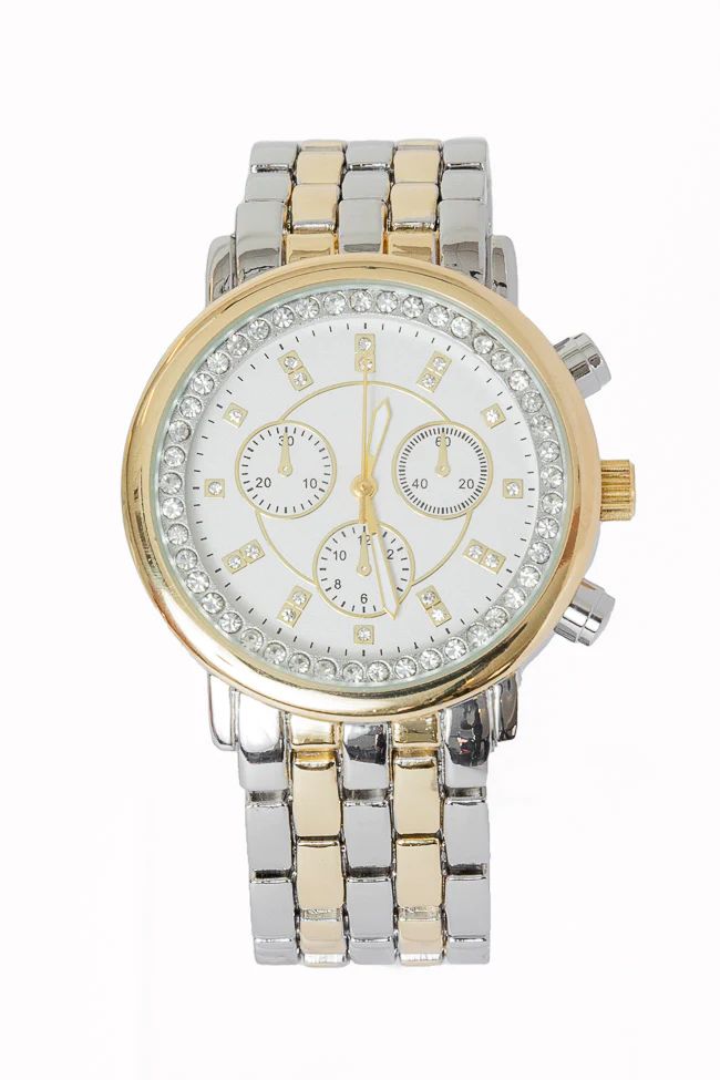 Be Hopeful Silver And Gold Two Tone Circle Face Watch | Pink Lily