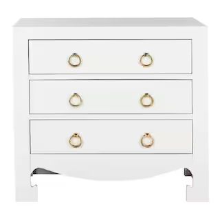 Dion 3-Drawer White/Gold Nightstand Chest | The Home Depot