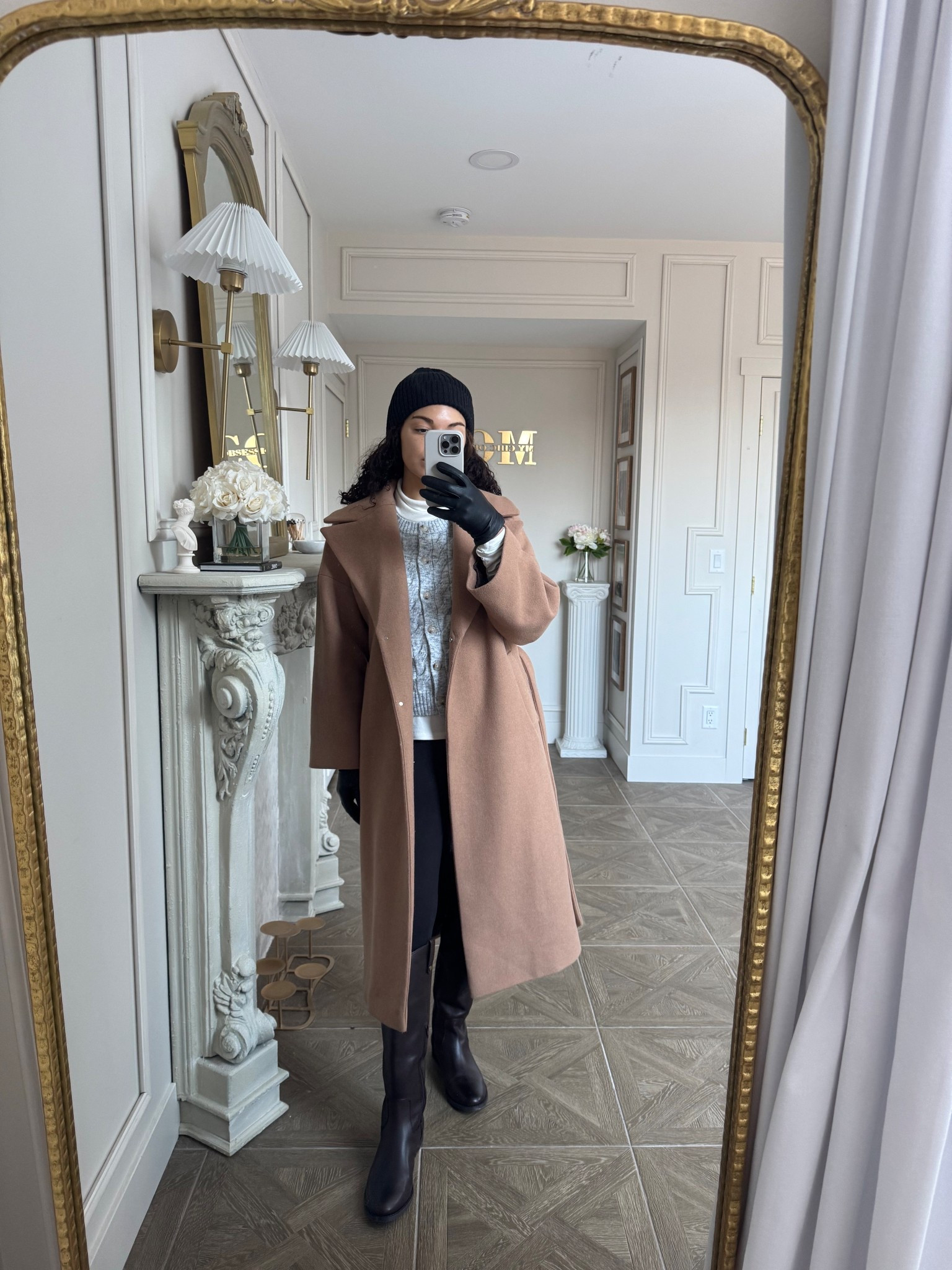 Casual chic winter outfit: wool coat, leggings, beanie, riding boots, sweater vest, turtleneck. Giving apres ski vibes 

#LTKSeasonal #LTKootd #LTKHoliday