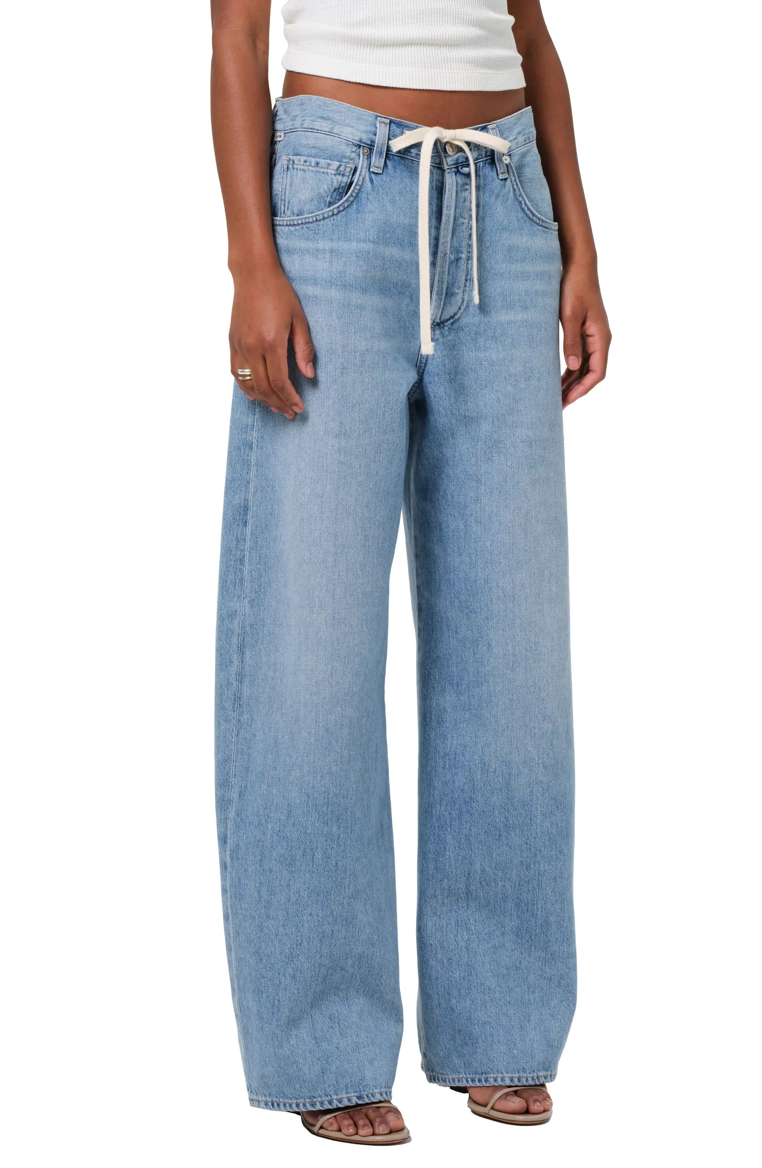 Brynn Drawstring High Waist Wide Leg Jeans | Nordstrom