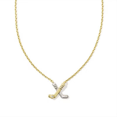 Kendra Scott Hockey Stick Pendant Necklace - Gold/Silver Mix: Rhodium & 14K Gold Over Brass, 19" Length | Target