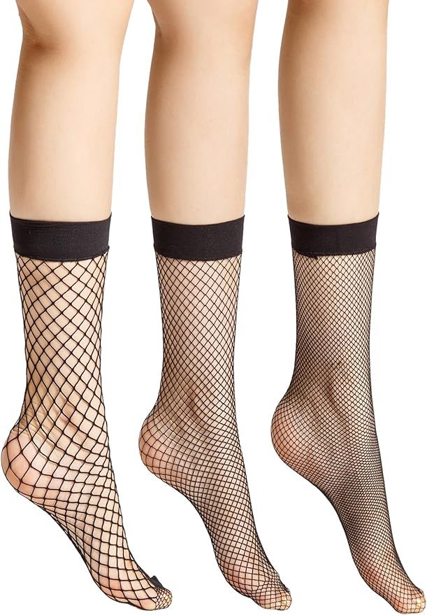 Floerns Women's 3-4 Pairs Hollow Out Solid Fishnet Socks | Amazon (US)