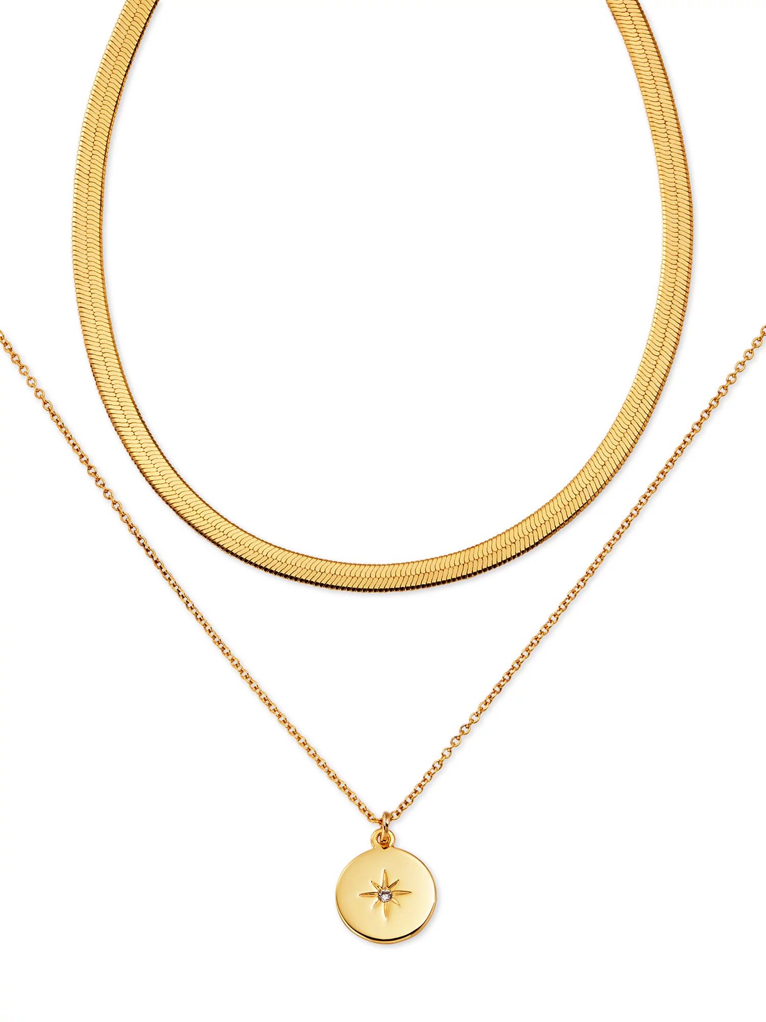 Scoop Womens 14KT Gold Flash Plated Brass Starburst Layered Necklace - Walmart.com | Walmart (US)