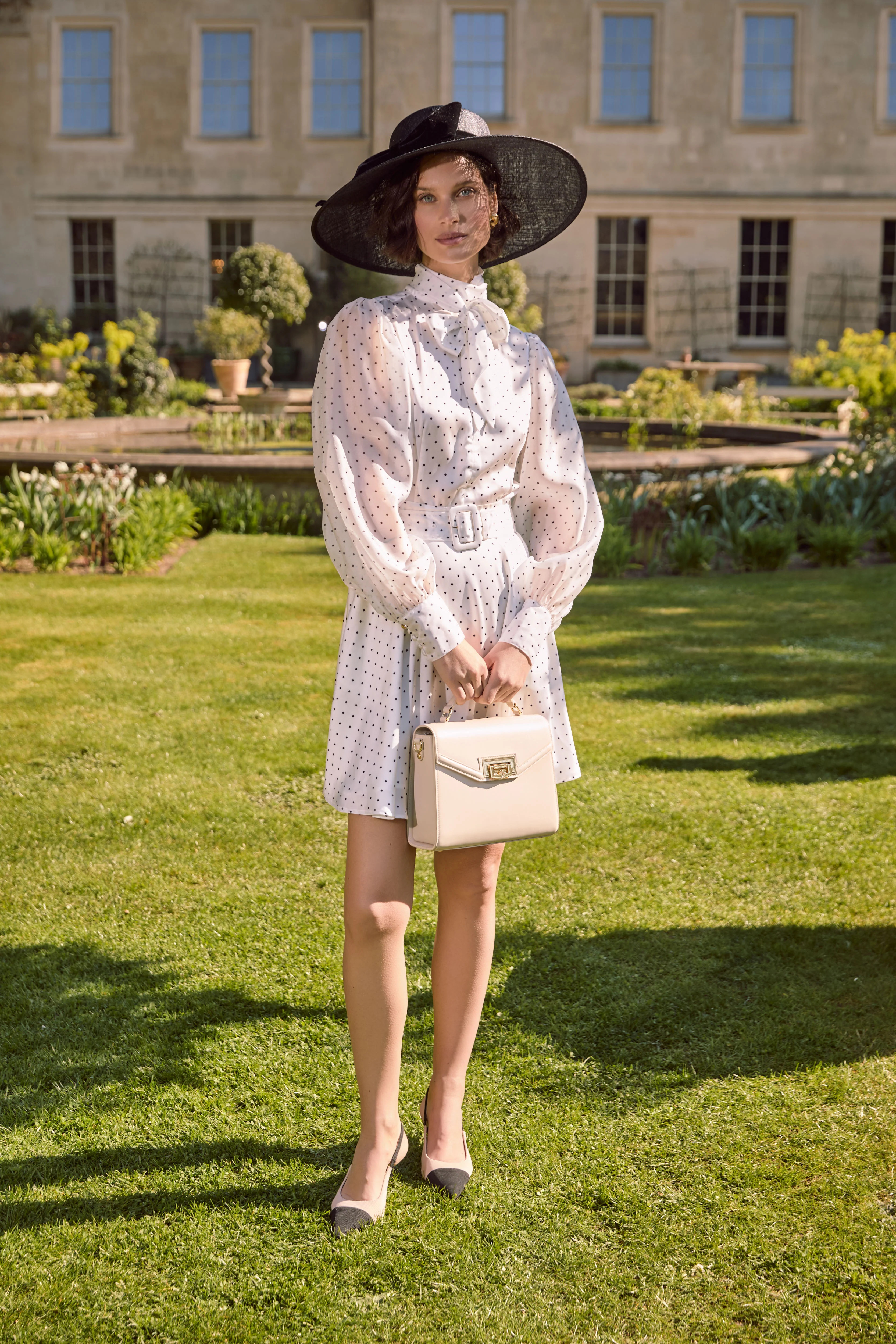 Ariella Mini Dress (White Polka Dot) | Holland Cooper
