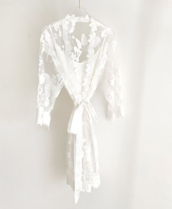 Bridal Lace Robe | Bachelorette Gift | Bridal Party Robe | Bridal Party Gift | Destination Beach ... | Etsy (US)