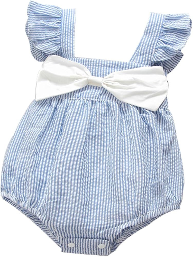 Ding Dong Baby Girl Summer Striped Triangle Romper | Amazon (US)