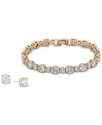 Cubic Zirconia Tennis Bracelet & Stud Earrings Set | Macy's