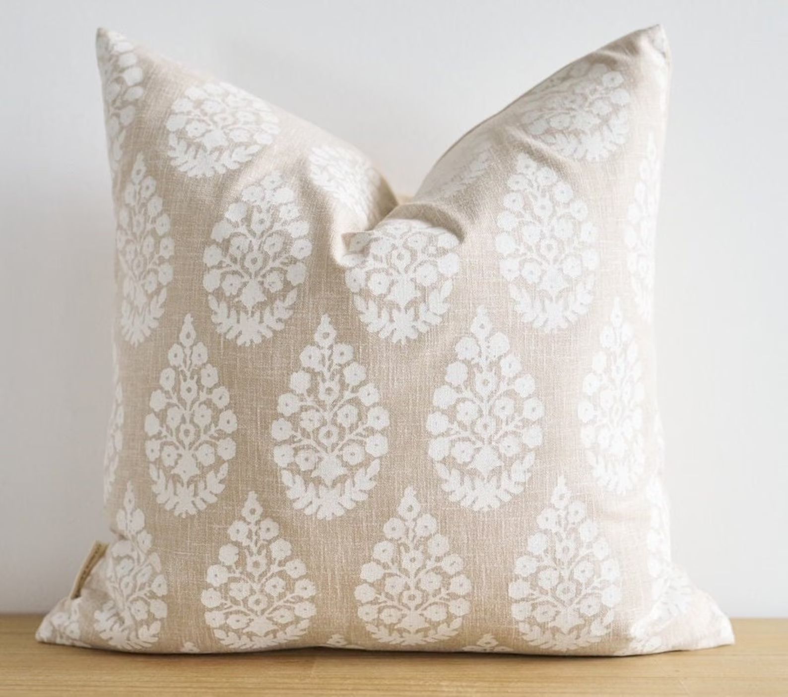 Beige Floral Pillow,  Neutral Throw Pillow Cover, Floral Block Print Pillow, Beige Decorative Pil... | Etsy (CAD)
