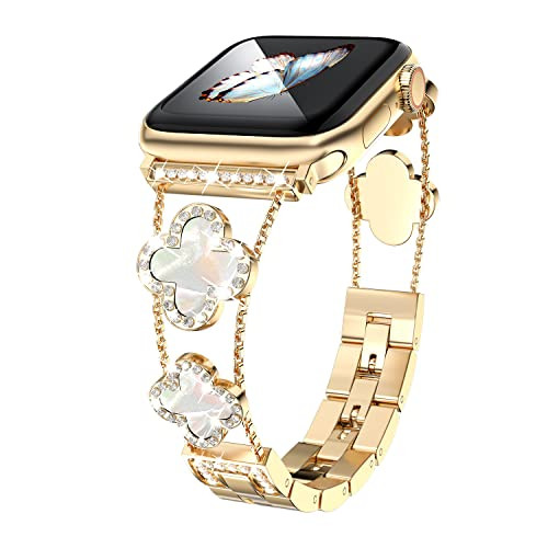 42/44/45/46/49/ mm cool woman chain metal smartwatch strap compatible with Apple Watch Band Series 10/9/8/7/6/SE/5/4 adjustable replacement watch bracelet for Iwatch gold Watch Band | Amazon (US)