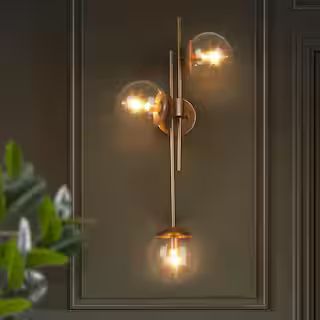 LNC Modern Gold Bathroom Vanity Light 3-Light Decorative Cluster Wall Sconce with Clear Glass Glo... | The Home Depot
