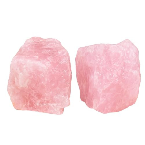 2 Pieces Rose Quartz Raw Crystals and Healing Stones | Amazon (US)