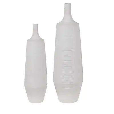 Tegan 26.5" & 21"H White Ceramic Vase Set of 2 | Bed Bath & Beyond