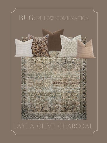Olive Charcol Layla Loloi rug and pillow combination! 



#LTKhome