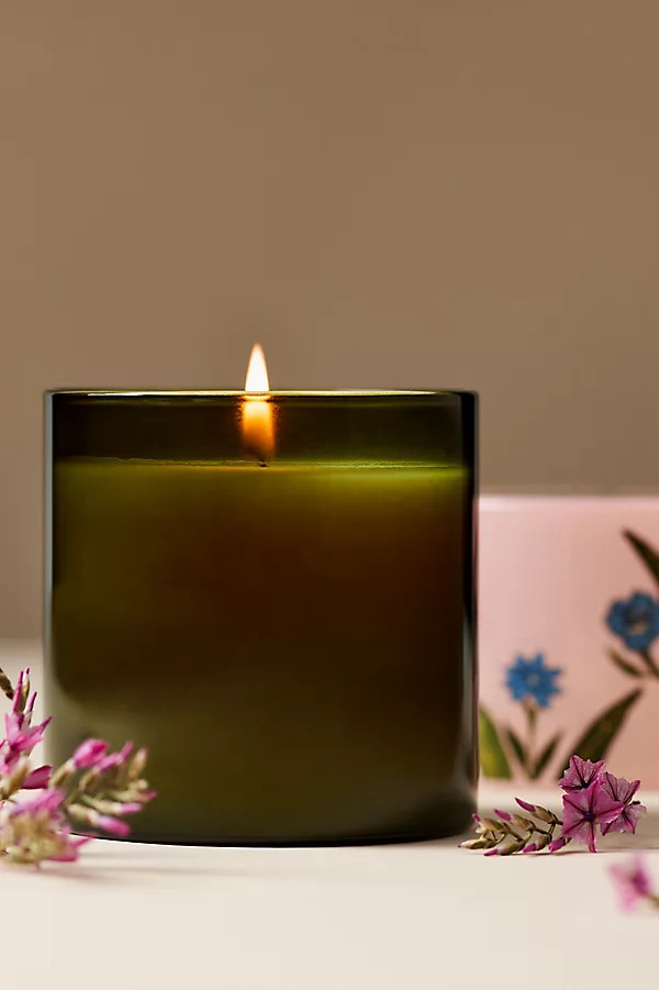 Olivia Woody Teakwood Rose Glass Candle | Anthropologie (US)