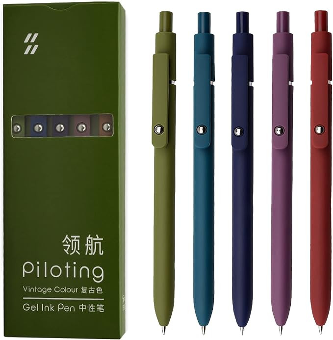 UIXJODO Gel Pens, 5 Pcs 0.5mm Japanese Black Ink Pens Fine Point Smooth Writing Pens with Silicon... | Amazon (US)