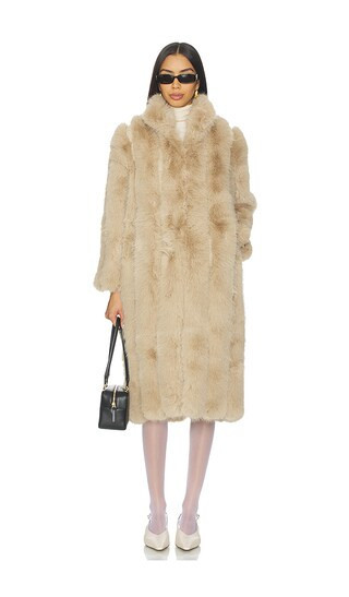 ELLIATT Lux Faux Fur Coat in Beige. - size L | Revolve Clothing (Global)