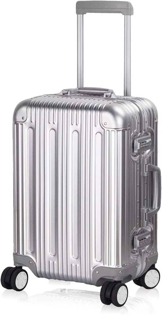 TRAVELKING All Aluminum Carry On Luggage with TSA Locks Fashion Cool Metal Hard Shell Spinner Sui... | Amazon (US)