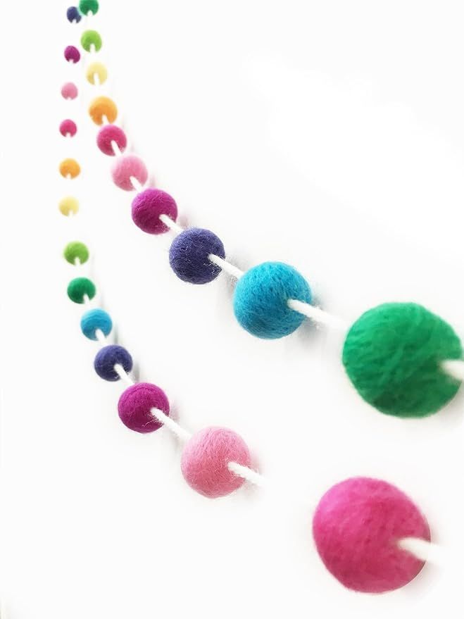Felt Ball Garland Misscrafts 9.8 Feet 100% Wool Roving Pom Pom Garland 20mm Colorful for Baby Sho... | Amazon (US)
