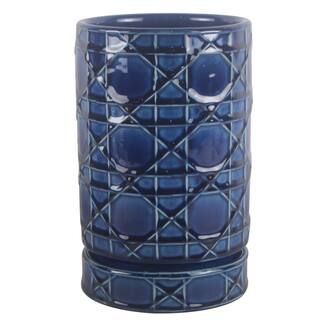 Trendspot 6 in. Dia Cobalt Blue Carlysle Cylinder Ceramic Planter-CR00671S-060M - The Home Depot | The Home Depot