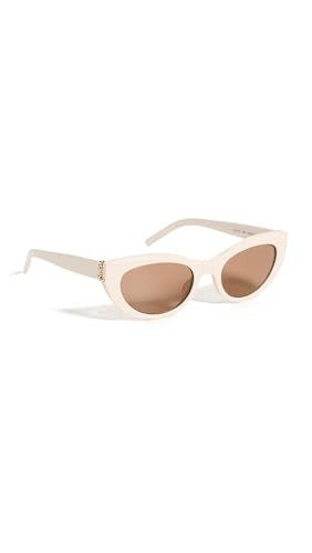 Saint Laurent Women's Monogram Cat Eye Sunglasses, Ivory/Ivory/Brown, One Size | Amazon (US)