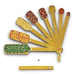 Amazon.com: 2lbDepot Gold Measuring Spoons for Baking/Cooking, Set of 9 Includes Bonus Leveler, P... | Amazon (US)