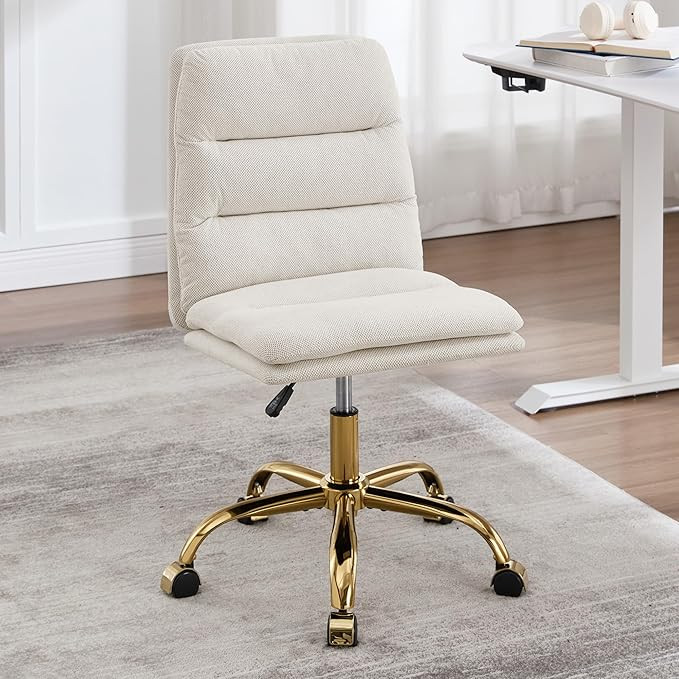 Fabric Armless Home Office Chair, Modern Ergonomic Desk Chair High-Back Vanity Chair with Wheels,... | Amazon (US)