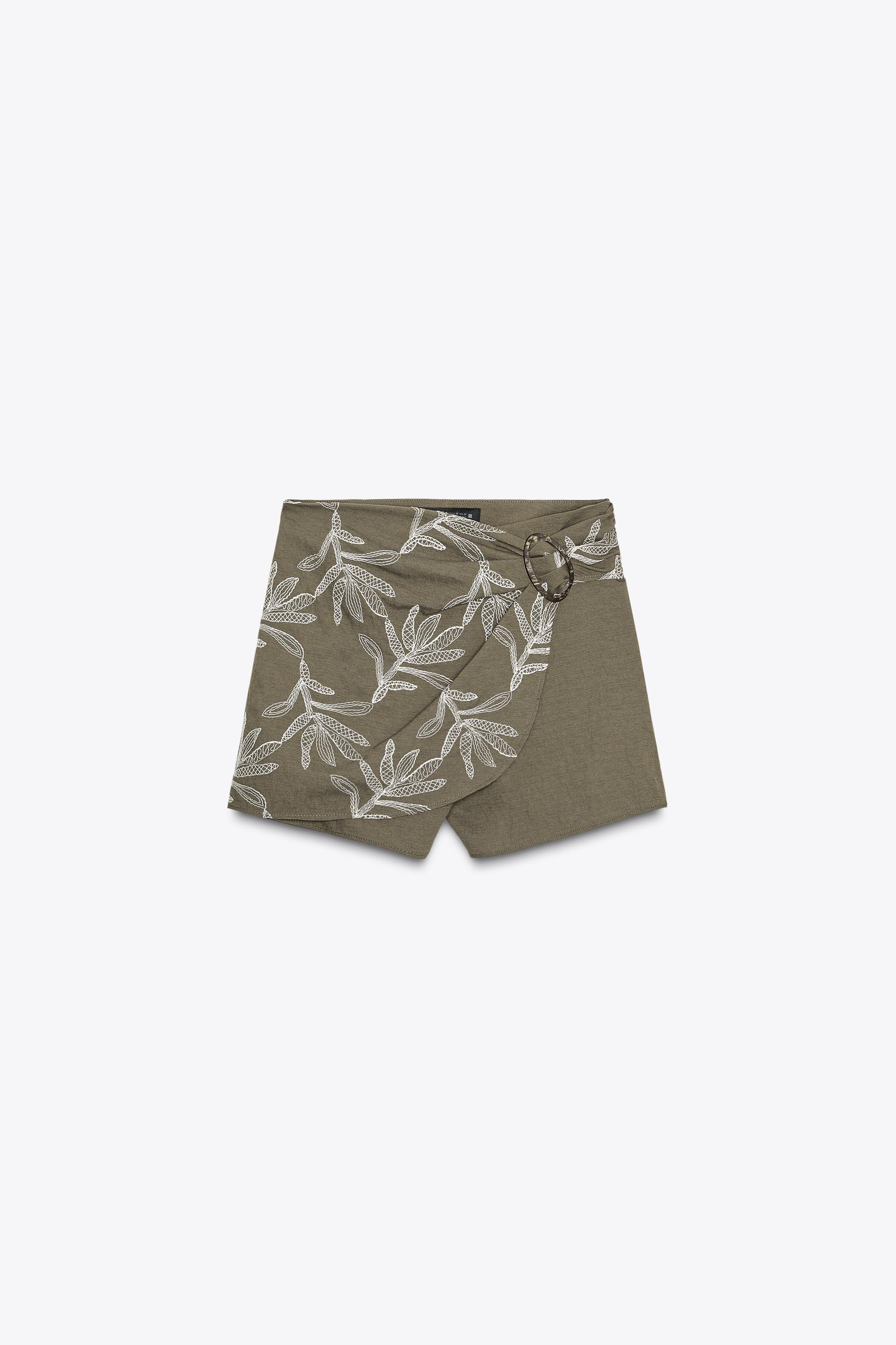 EMBROIDERED WRAP SKORT | Zara US