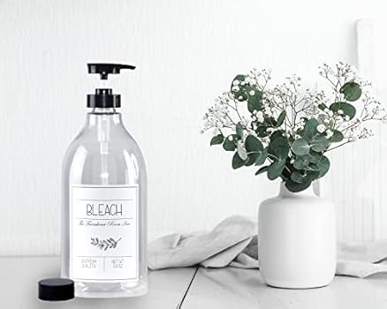 The Farmhouse Room Inc.1/2 Gallon Bottle for Liquid Bleach (64oz.) BPA Free & PET Plastic Laundry So | Amazon (US)