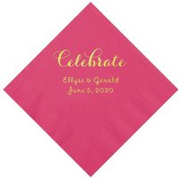 Pack Of 50 Personalized Celebrate Wedding Napkins - Beverage Size | Etsy (US)