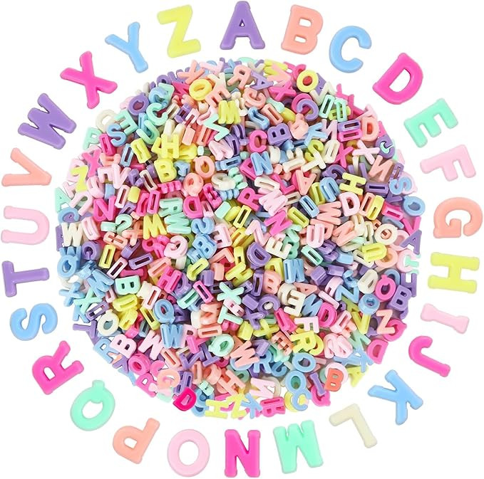 700Pcs Large Alphabet Letter Beads for Chunky Jewelry Crafts | Colorful Acrylic Plastic,Ideal for... | Amazon (US)