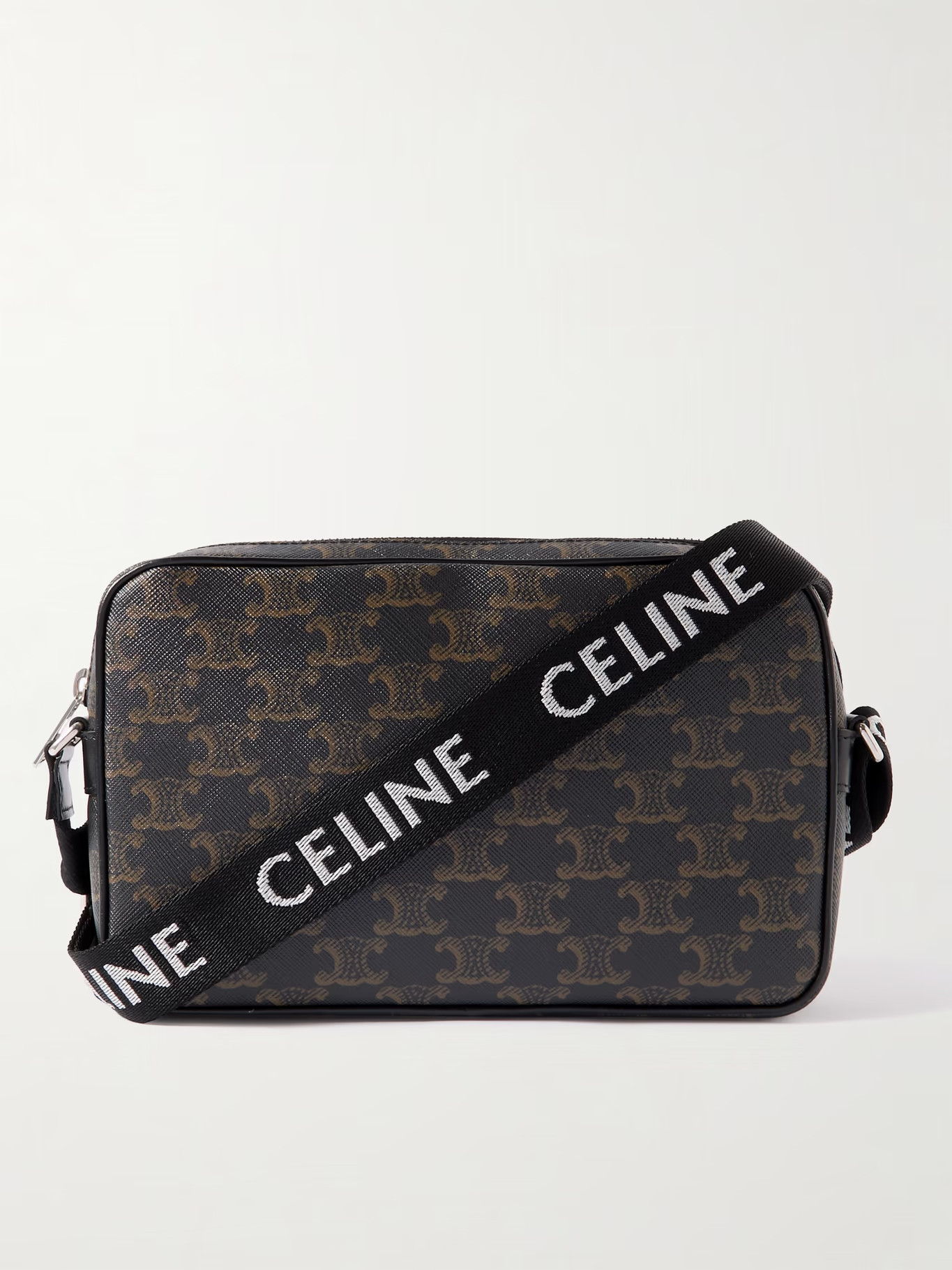 Triomphe Leather-Trimmed Logo-Print Coated-Canvas Messenger Bag | Mr Porter (US & CA)