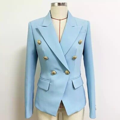 ALL SIZES Blue  Double Breasted Luxury Blazer With Gold Buttons Elegant Jacket | eBay AU