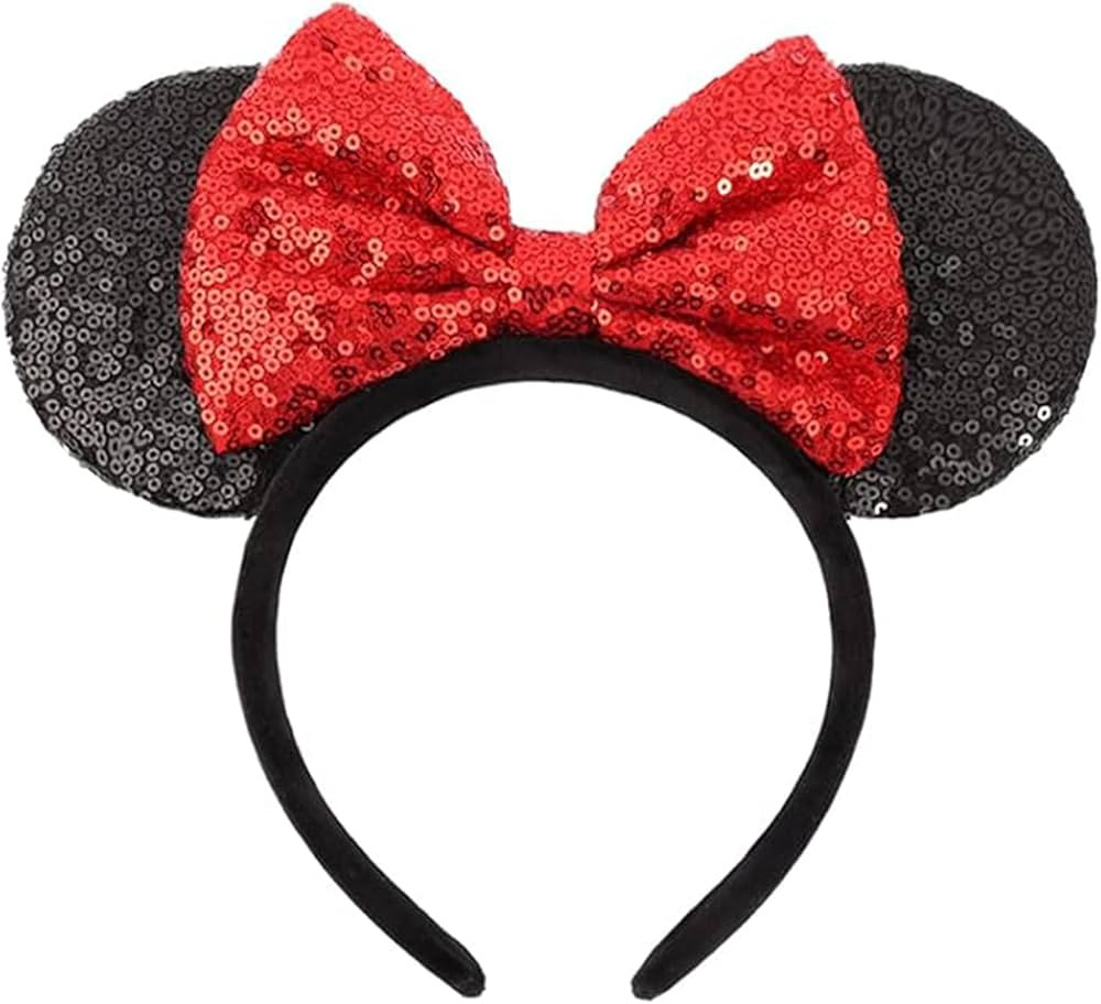XINXIYAN Mouse Ears Headband for Women Glitter Sequin Mouse Ears Bow Headband Birthday Party Prin... | Amazon (US)