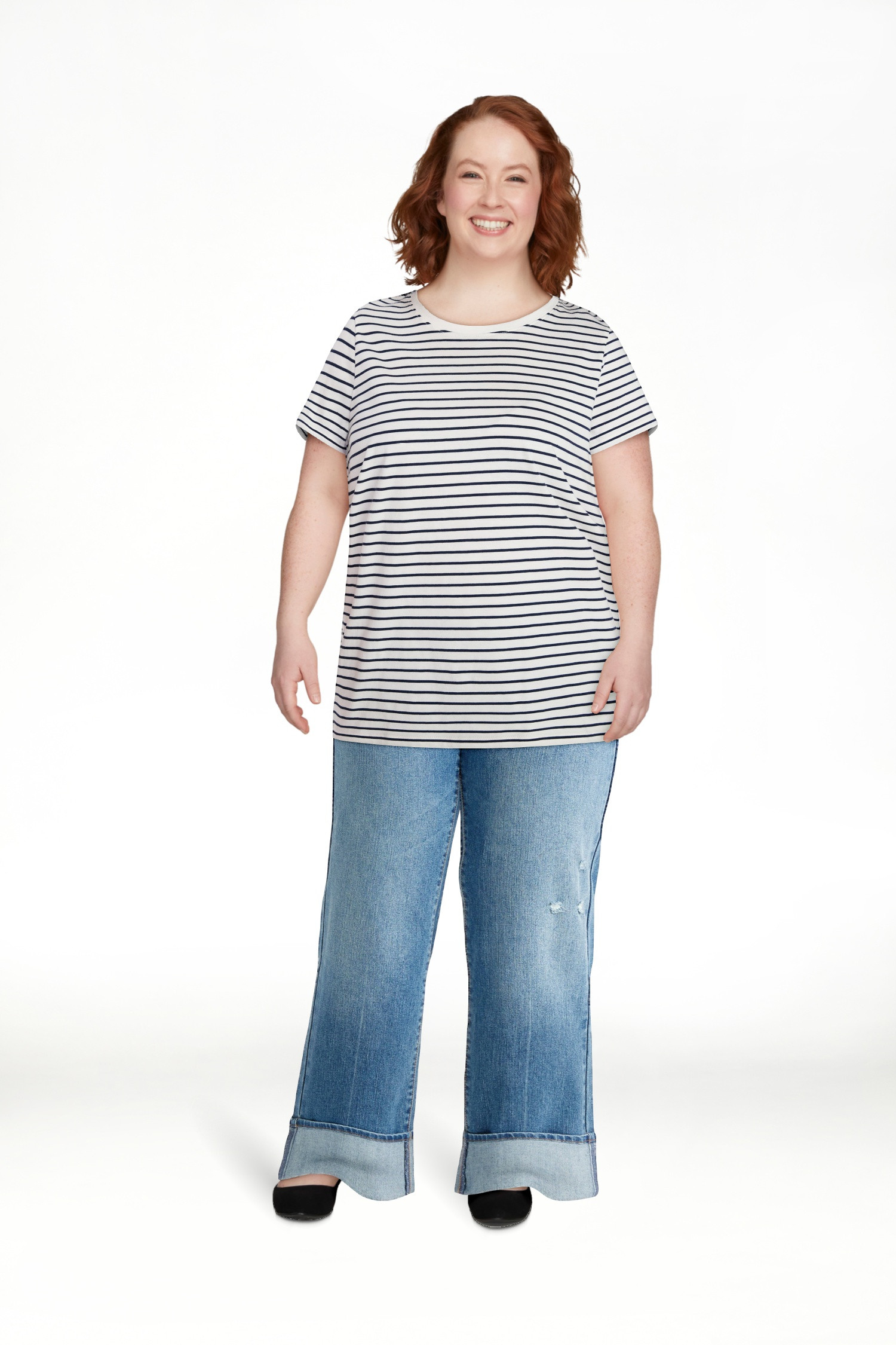 Time and Tru Women's Cotton Crewneck Tee with Short Sleeves, Sizes XS-XXXL | Walmart (US)