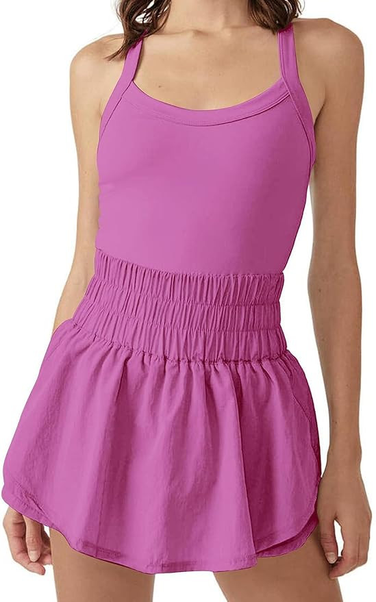 Tennis Dress Built-in Shorts Sleeveless Workout Athletic Dress Romper for Workout Exercise Golf D... | Amazon (US)