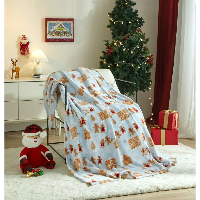 Holiday Time Cozy Christmas Plush Gingerbread Houser Overized Throw Blanket, 50"x70" | Walmart (US)