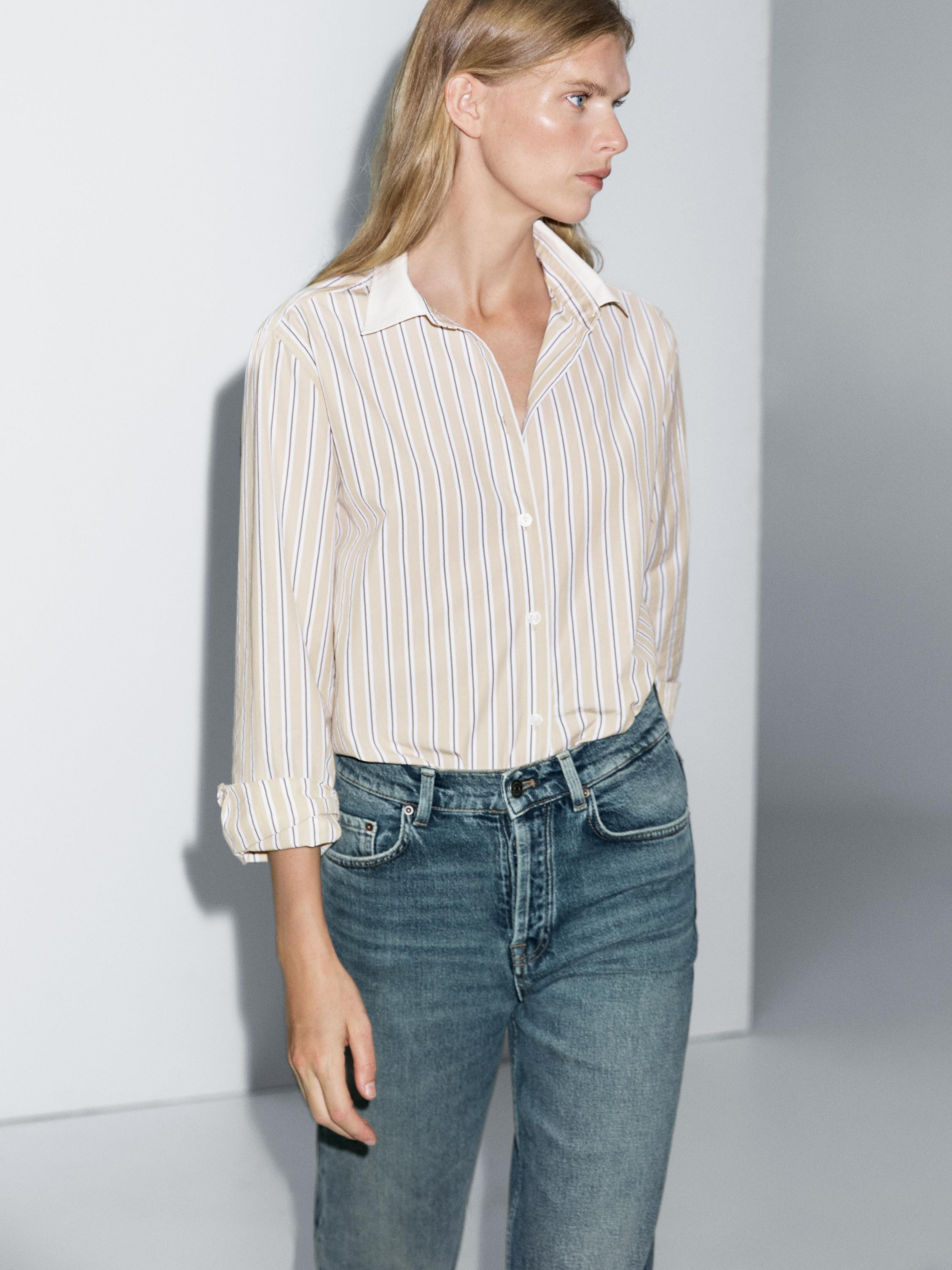 Straight-leg high-waist jeans | Massimo Dutti UK