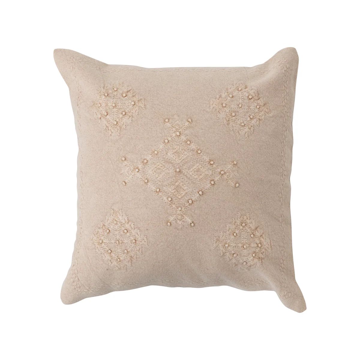 Embroidered Woven Cotton Pillow with French Knots | APIARY by The Busy Bee