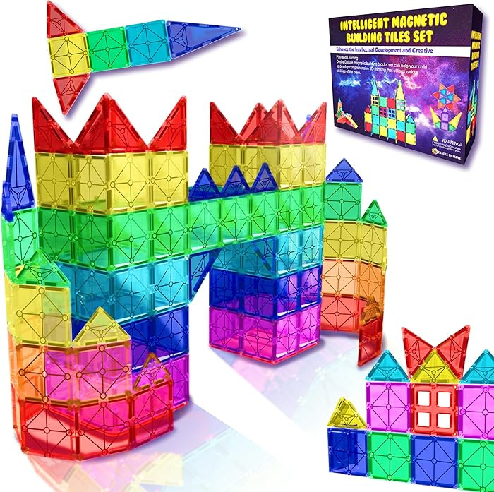 Desire Deluxe Magnetic Tiles Building Blocks Construction Toys for Boys & Girls 47pc – STEM Lea... | Amazon (UK)