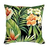Artisan Pillows 18" Outdoor Tropical Island Hawaiian Palm Throw Pillow, Bird of Paradise and Hibiscu | Amazon (US)