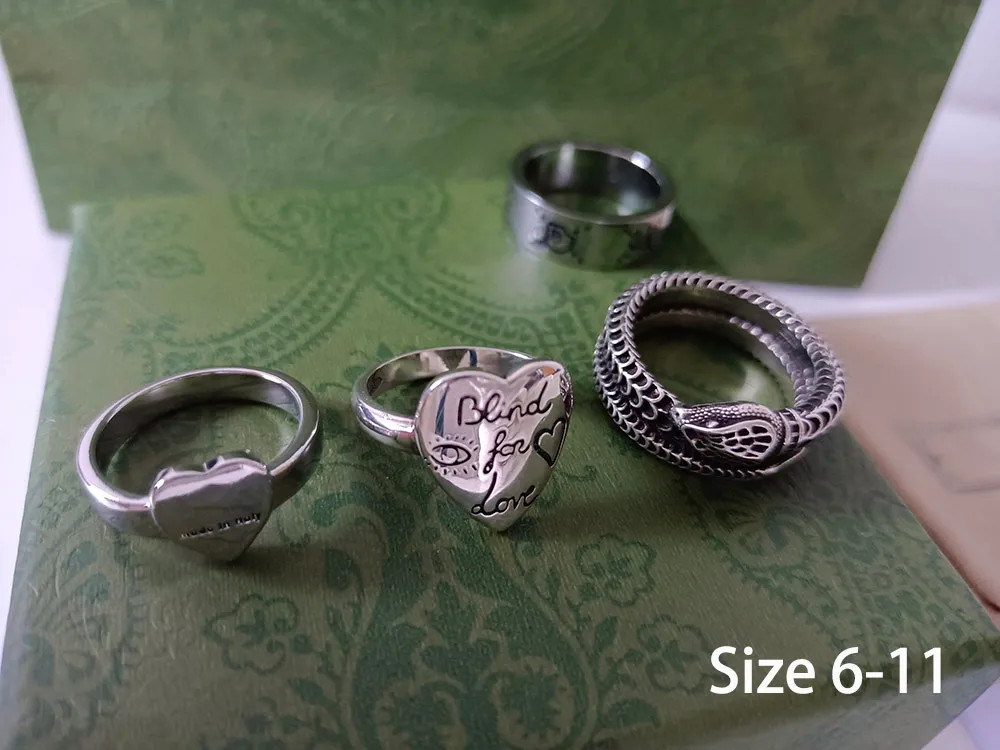 925 silver designer love heart Ring for Mens Womens snake rings High-end quality Couples wedding ... | DHGate