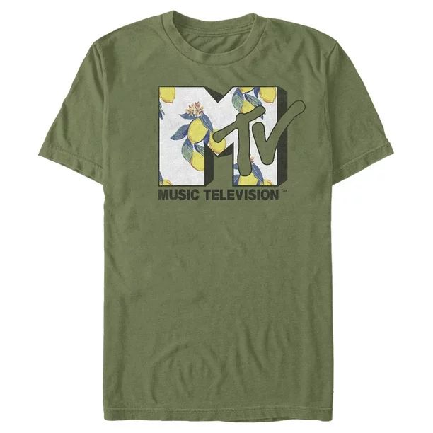 Men's MTV Flower Logo  Graphic Tee Military Green Medium - Walmart.com | Walmart (US)