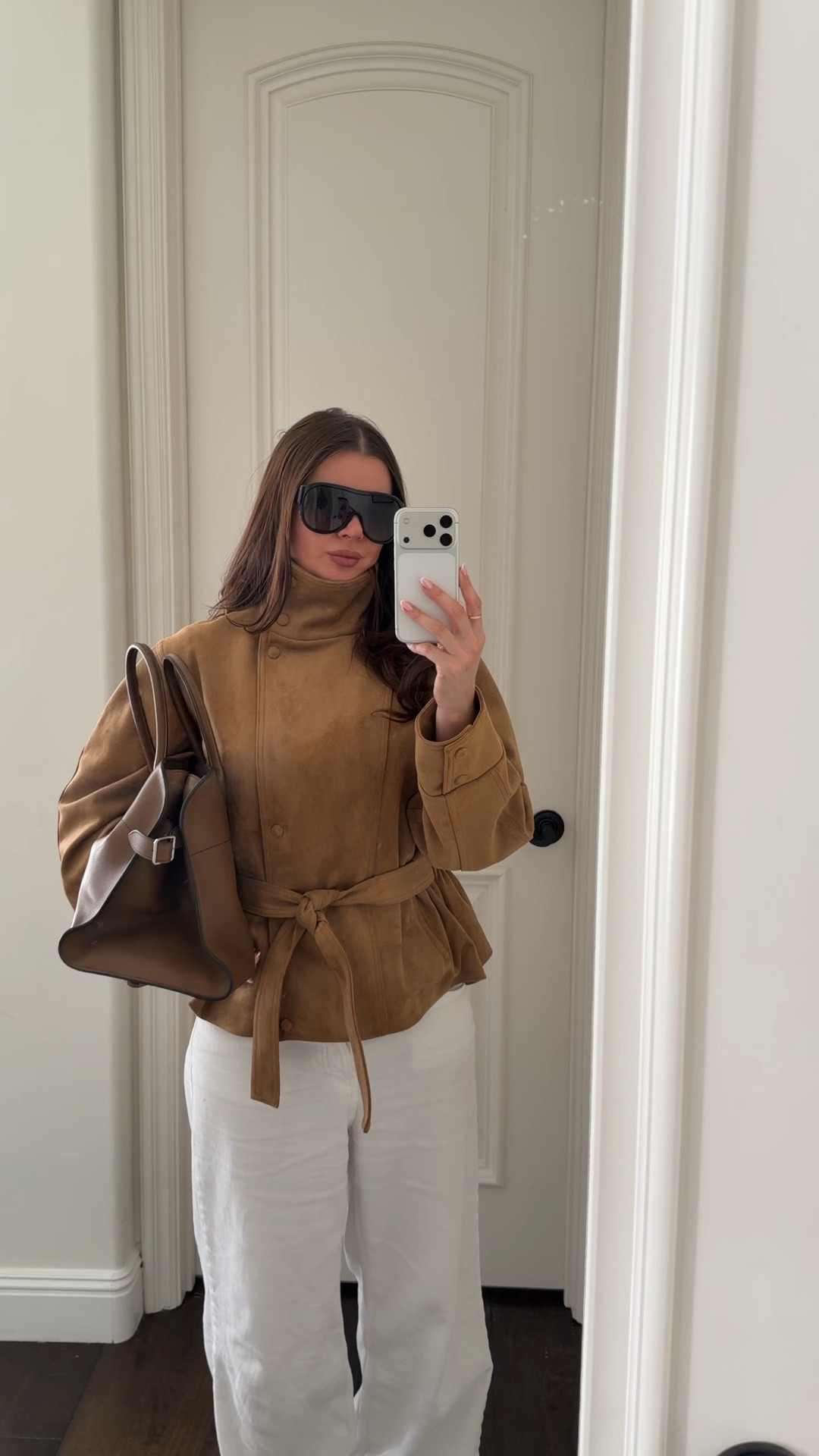 Styling @Zara brown suede high neck jacket with white jeans, a white tee and brown suede loafers. Classic brown Margaux tote, aviator sunnies and gold jewelry to elevate the look. The perfect outfit for fall. Wearing size S jacket, jeans size 6. 
#falloutfitswomen #falloutfits #tote #jacket #suede #loafers #whitejeans #casualoutfit

#LTKgrwm #LTKootd #LTKWorkwear #LTKOver40 #LTKSaleAlert #LTKSeasonal