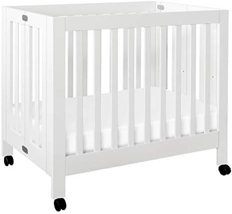 Amazon.com : Babyletto Origami Mini Portable Crib Folding with Wheels in White, 2 Adjustable Matt... | Amazon (US)