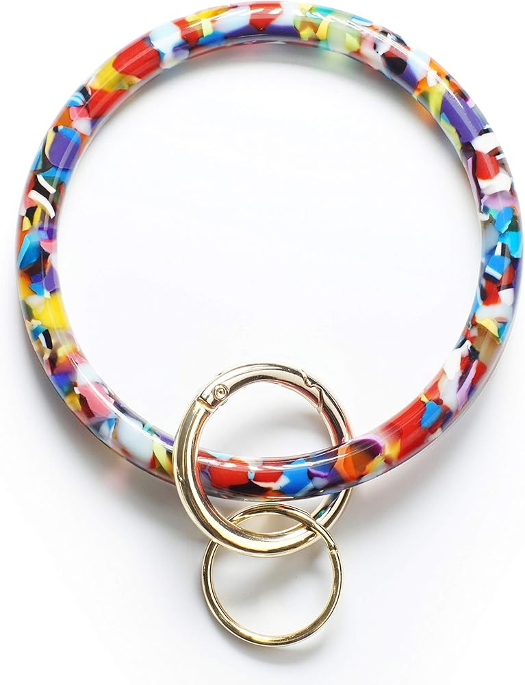 Heesch Bangle Key Ring Bracelet Keychain Key Ring Bracelet for Women, Acetate Circle Keyring for ... | Amazon (US)