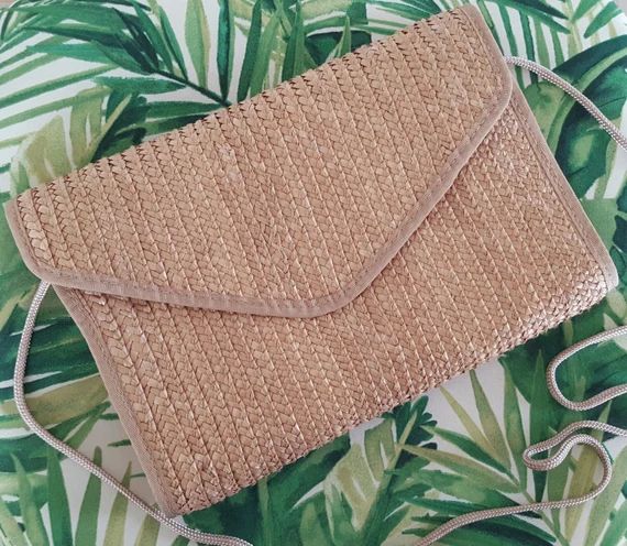 80s Natural Straw Clutch Or Shoulder Bag Envelope Purse Woven Wicker Rattan Minimalist Summer beach  | Etsy (US)