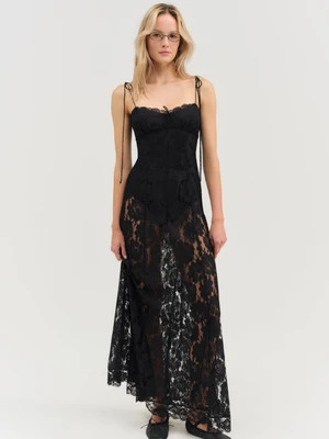 Claudia Rose Lace Maxi Dress — Black | For Love & Lemons