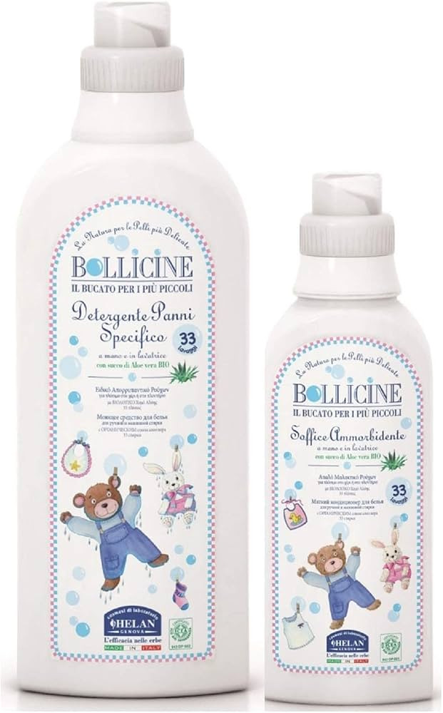 Bollicine Newborn Baby Organic Clothes Laundry Liquid & Fabric Softener for Sensitive Skin, Conce... | Amazon (UK)