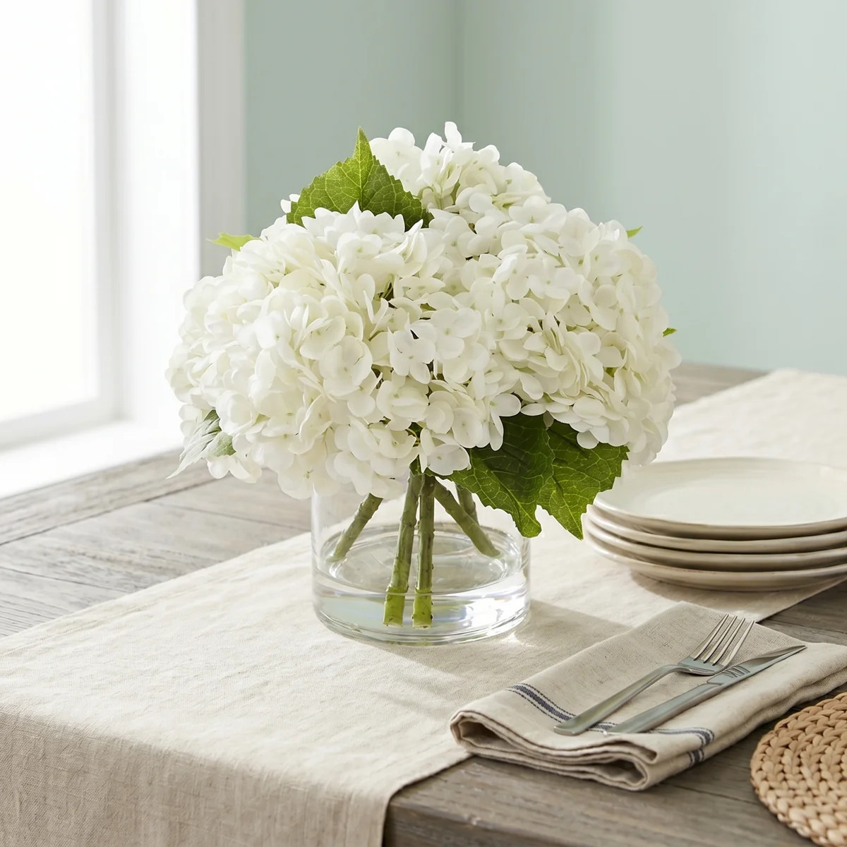 Faux Hydrangea Arrangement in Vase | Wayfair North America
