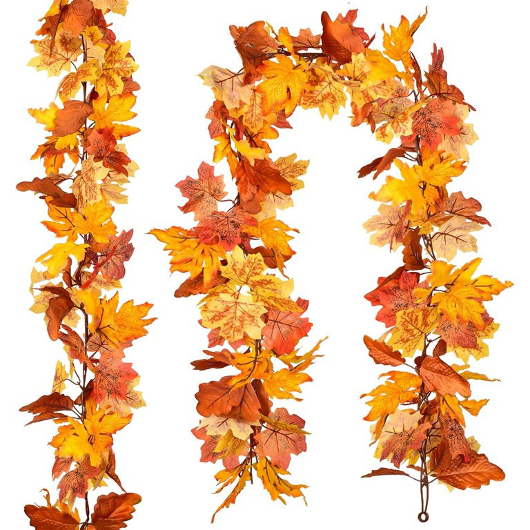 Coolmade 2 Pack 5.7ft Fall Garland Maple Leaf,Hanging Vine Garland Artificial Autumn Foliage Garl... | Walmart (US)